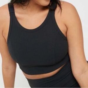 Aerie Black Ribbed Sports Bra